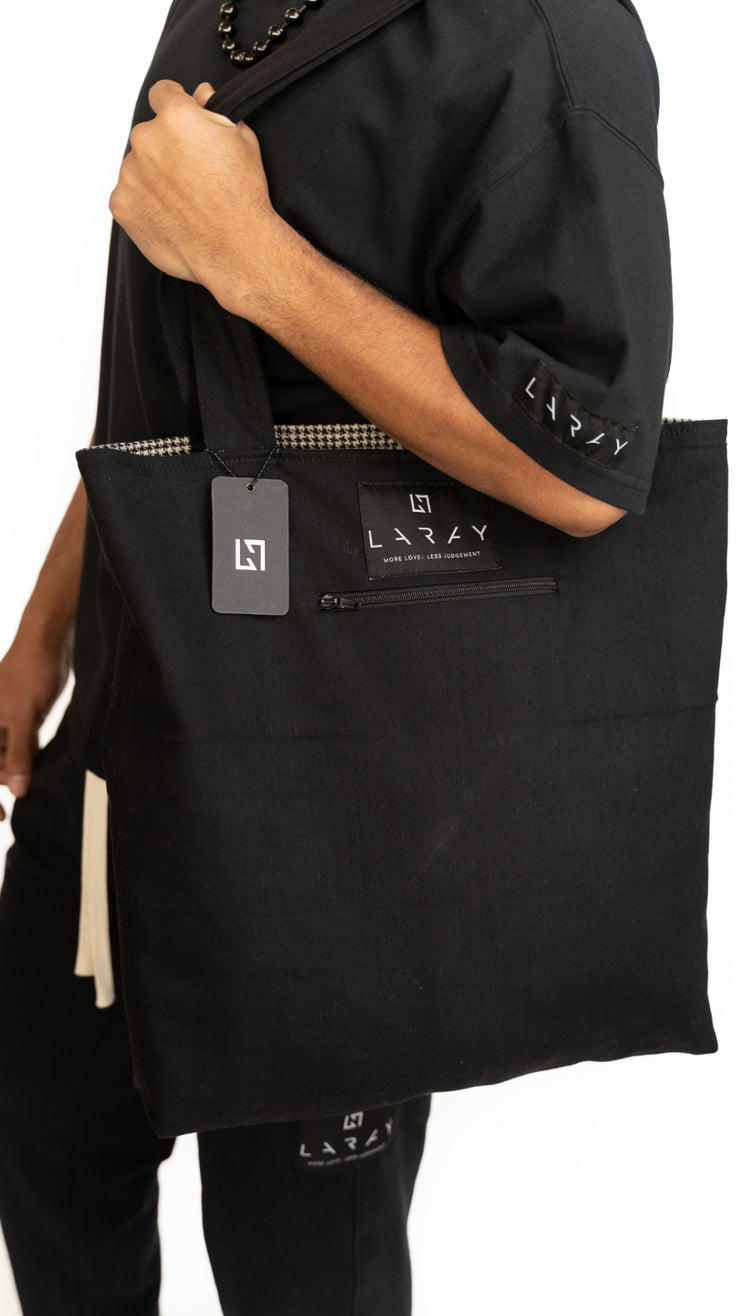 LARAY - Houndstooth Denim Twill Crossbody Reversible Tote Bag (Elemental)