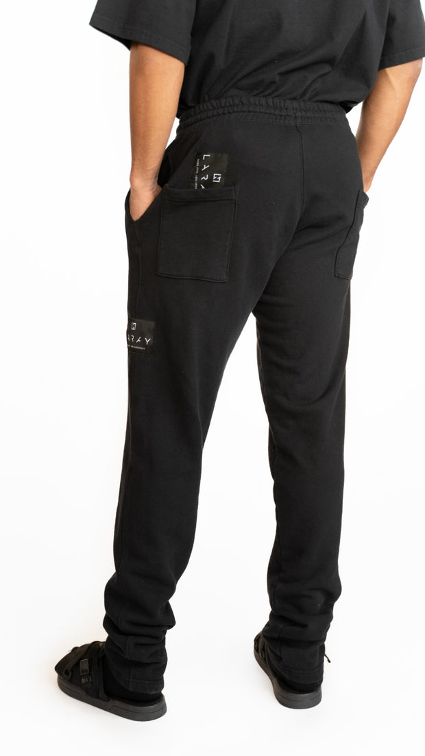 Black Slim Fit Cotton Jogger Sweatpants - Back view